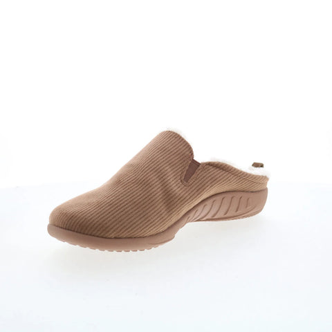Spenco Dundee Corduroy Mens Brown Wide Slip On Clogs Slippers Shoes