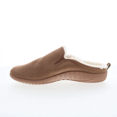 Spenco Dundee Corduroy Mens Brown Wide Slip On Clogs Slippers Shoes