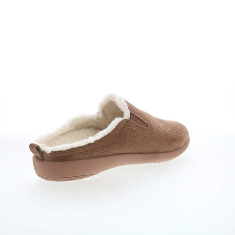 Spenco Dundee Corduroy Mens Brown Wide Slip On Clogs Slippers Shoes