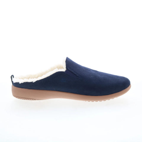 Spenco Dundee Corduroy Mens Blue Wide Slip On Clogs Slippers Shoes