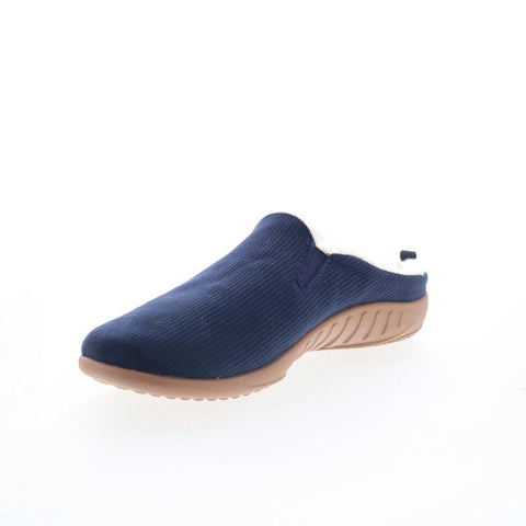 Spenco Dundee Corduroy Mens Blue Wide Slip On Clogs Slippers Shoes
