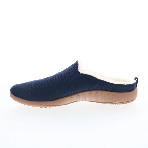 Spenco Dundee Corduroy Mens Blue Wide Slip On Clogs Slippers Shoes