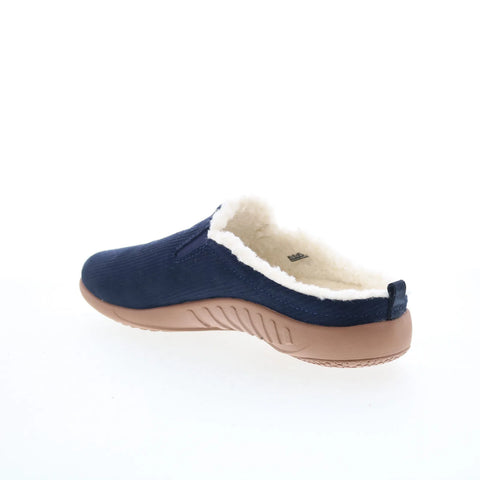 Spenco Dundee Corduroy Mens Blue Wide Slip On Clogs Slippers Shoes
