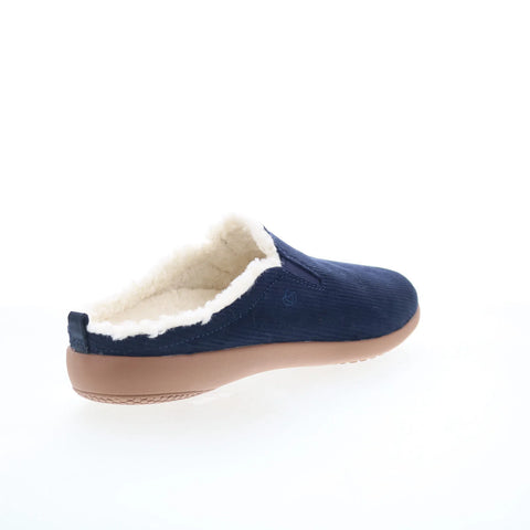 Spenco Dundee Corduroy Mens Blue Wide Slip On Clogs Slippers Shoes