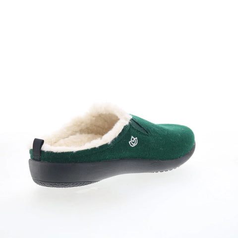 Spenco Dundee Wool Slipper SP1048OLI Womens Green Wide Clogs Slippers Shoes