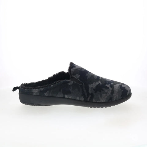 Spenco Dundee Wool SP2003BCM Mens Black Wide Suede Clogs Slippers Shoes