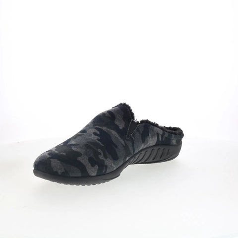 Spenco Dundee Wool SP2003BCM Mens Black Wide Suede Clogs Slippers Shoes