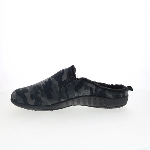 Spenco Dundee Wool SP2003BCM Mens Black Wide Suede Clogs Slippers Shoes