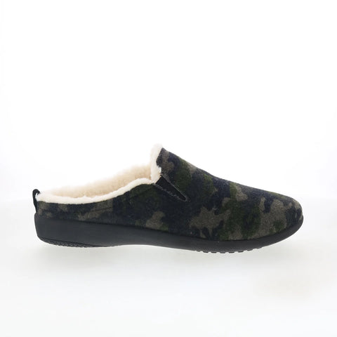 Spenco Dundee Wool SP2003OCM Mens Green Wide Slip On Clogs Slippers Shoes
