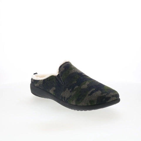 Spenco Dundee Wool SP2003OCM Mens Green Wide Slip On Clogs Slippers Shoes