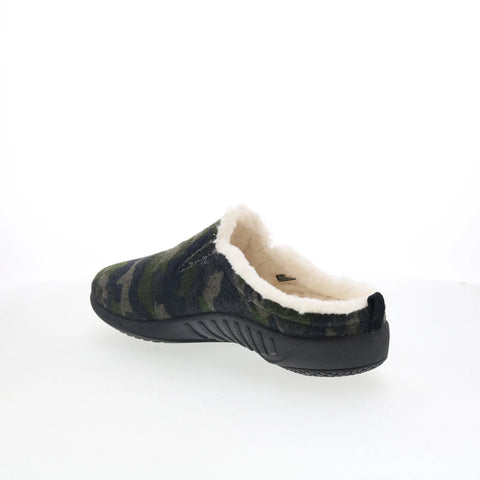 Spenco Dundee Wool SP2003OCM Mens Green Wide Slip On Clogs Slippers Shoes