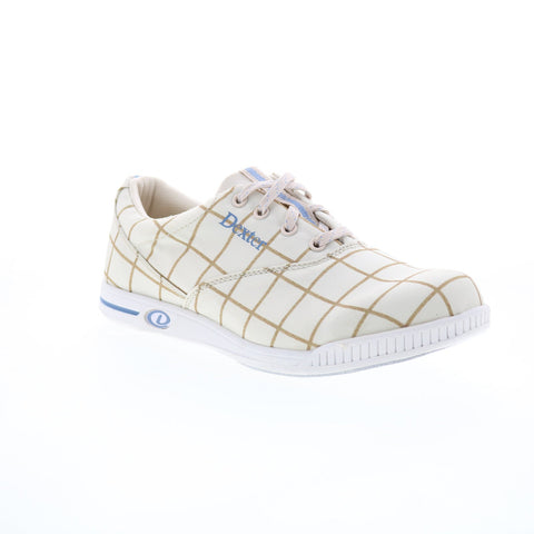 Dexter Kerrie DW0000635 Womens Beige Canvas Lace Up Athletic Bowling Shoes