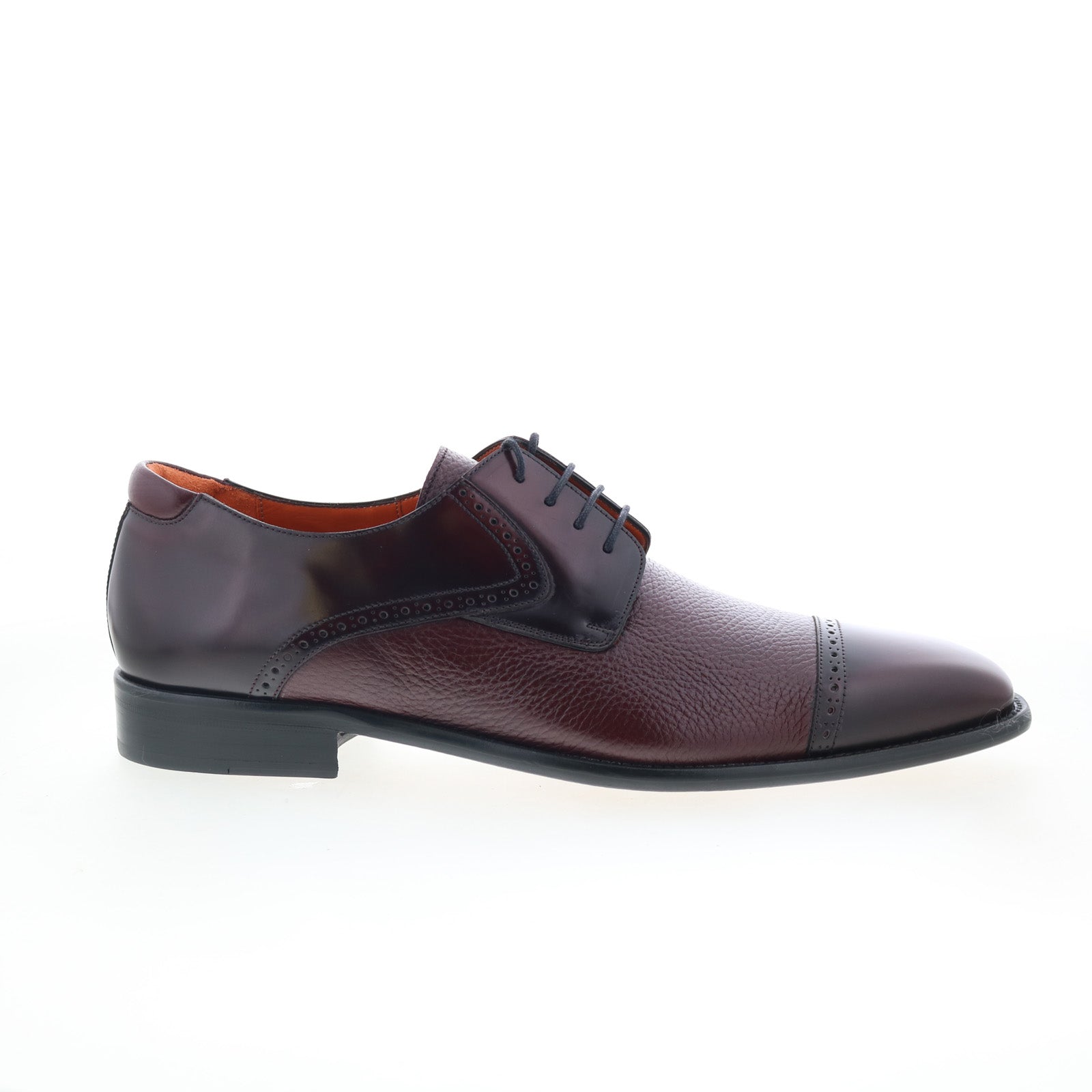 Mezlan HI-Shine Calf Deer E21364 Mens Burgundy Oxfords Cap Toe Shoes
