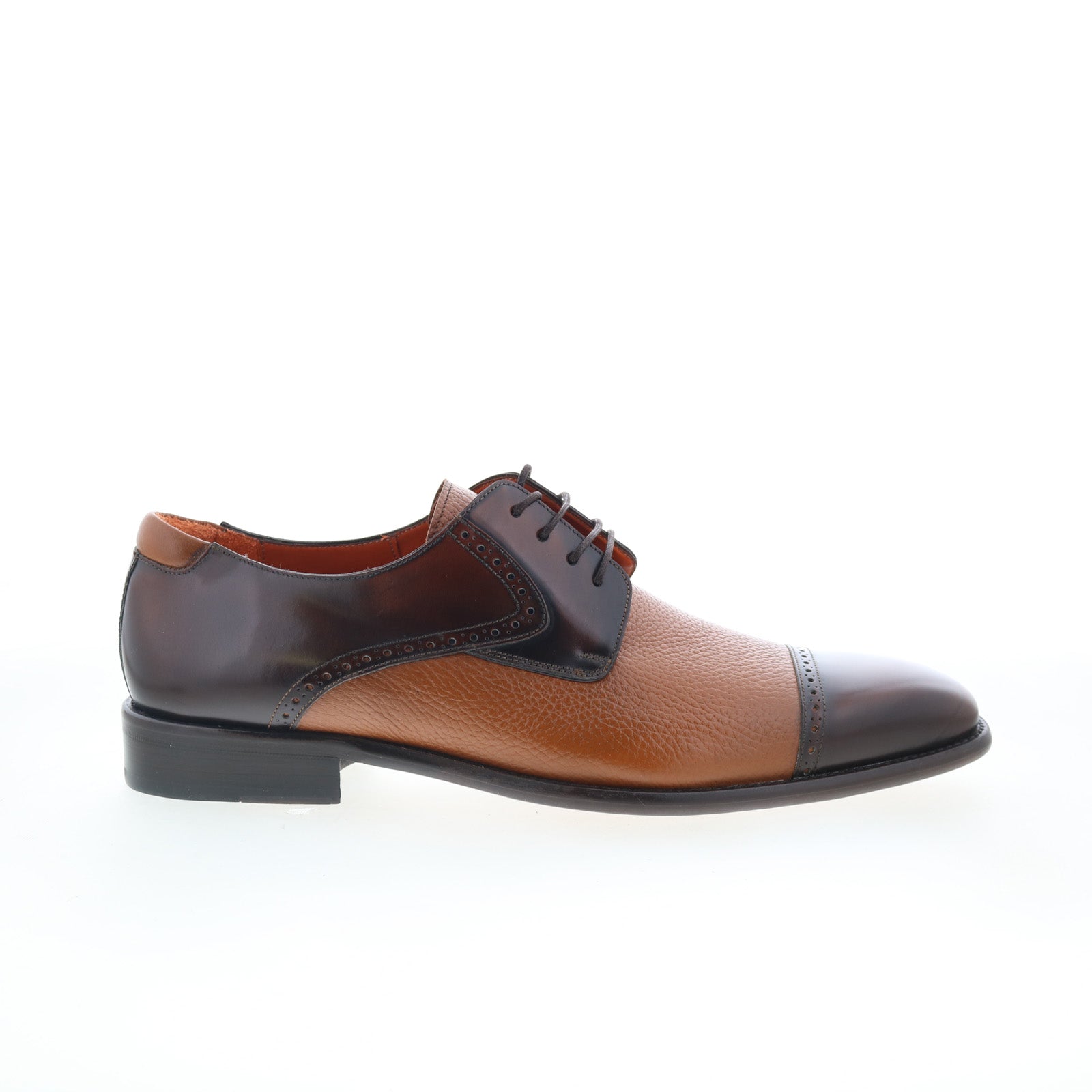 Mezlan Mens HI-Shine Calf Deer Cap Toe Brown Shoes (NWT) Hi-Shine/Textured Calf Oxford – Mezlan Warehouse main image 3