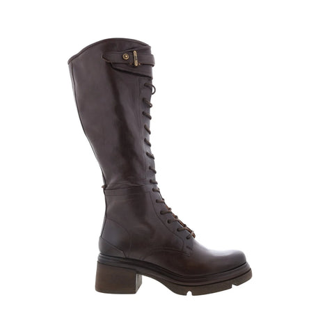 A.S. 98 Edison Womens Brown Leather Lace Up Over The Knee Boots