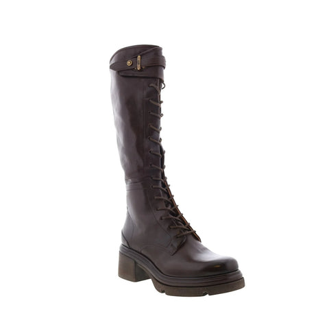 A.S. 98 Edison Womens Brown Leather Lace Up Over The Knee Boots