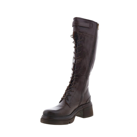 A.S. 98 Edison Womens Brown Leather Lace Up Over The Knee Boots