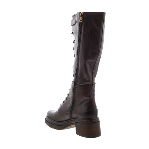 A.S. 98 Edison Womens Brown Leather Lace Up Over The Knee Boots