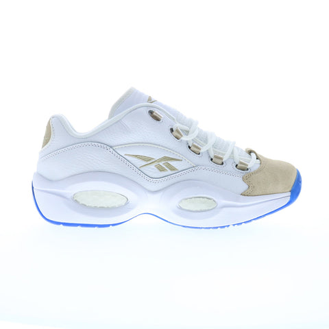 Reebok Question Low Mens White Leather Lace Up Athletic Basketball Shoes