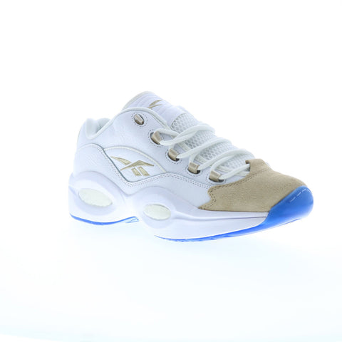 Reebok Question Low Mens White Leather Lace Up Athletic Basketball Shoes