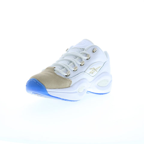 Reebok Question Low Mens White Leather Lace Up Athletic Basketball Shoes