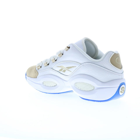 Reebok Question Low Mens White Leather Lace Up Athletic Basketball Shoes