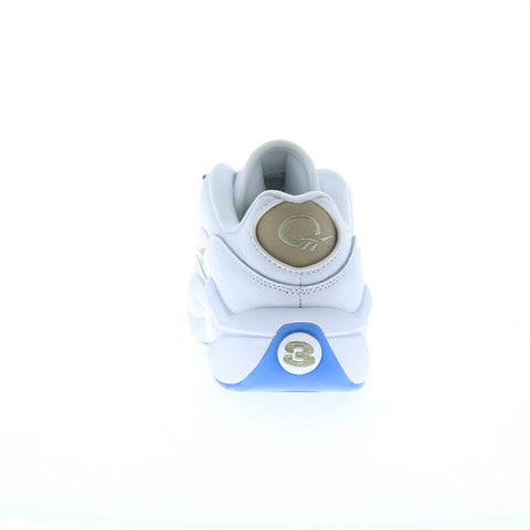 Reebok Question Low Mens White Leather Lace Up Athletic Basketball Shoes