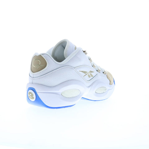 Reebok Question Low Mens White Leather Lace Up Athletic Basketball Shoes