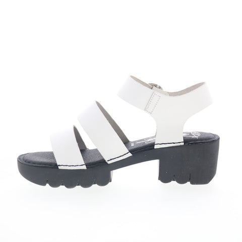 Fly London Egly EGLY520FLY-001 Womens White Leather Heeled Sandals Shoes
