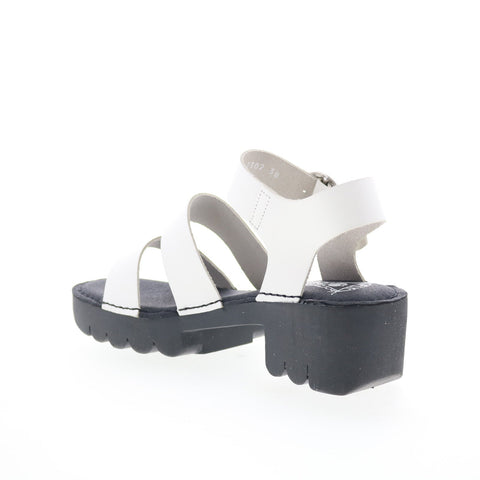 Fly London Egly EGLY520FLY-001 Womens White Leather Heeled Sandals Shoes