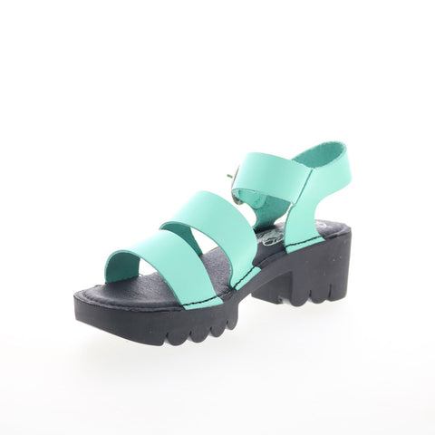 Fly London Egly EGLY520FLY-002 Womens Green Leather Heeled Sandals Shoes