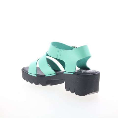 Fly London Egly EGLY520FLY-002 Womens Green Leather Heeled Sandals Shoes