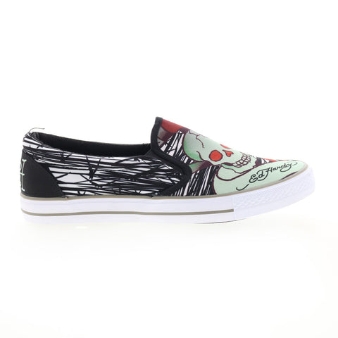 Ed Hardy Wes EH9050S Mens Black Canvas Slip On Lifestyle Sneakers Shoes