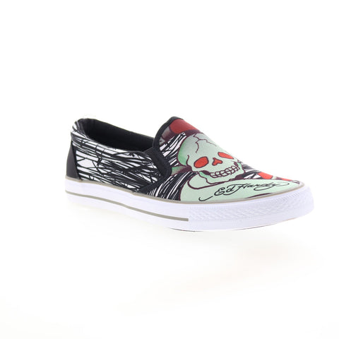 Ed Hardy Wes EH9050S Mens Black Canvas Slip On Lifestyle Sneakers Shoes