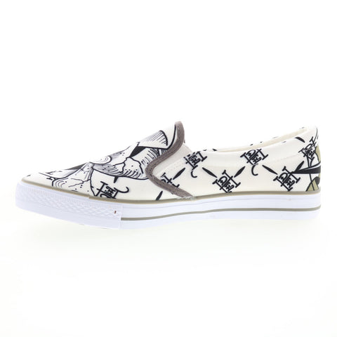 Ed Hardy Callum EH9051S Mens White Canvas Slip On Lifestyle Sneakers Shoes