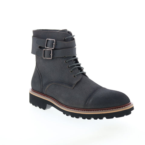English Laundry Mead EL2474B Mens Gray Leather Lace Up Casual Dress Boots