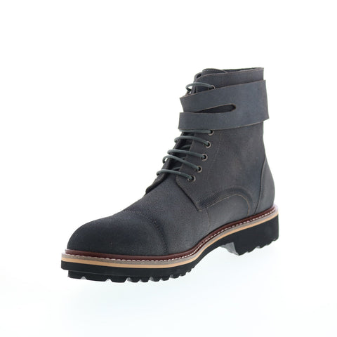 English Laundry Mead EL2474B Mens Gray Leather Lace Up Casual Dress Boots