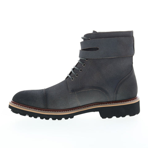 English Laundry Mead EL2474B Mens Gray Leather Lace Up Casual Dress Boots