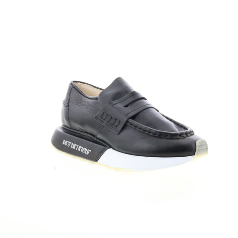 A.S. 98 Elian Womens Black Leather Slip On Lifestyle Sneakers Shoes