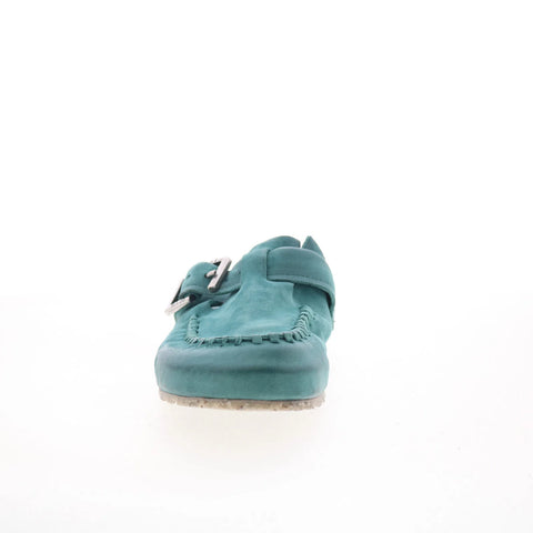 A.S. 98 Elio Womens Green Leather Slip On Clog Flats Shoes