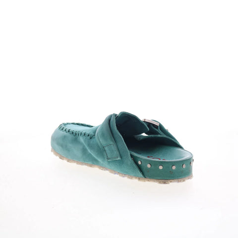 A.S. 98 Elio Womens Green Leather Slip On Clog Flats Shoes