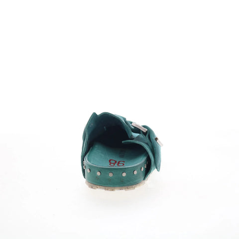 A.S. 98 Elio Womens Green Leather Slip On Clog Flats Shoes