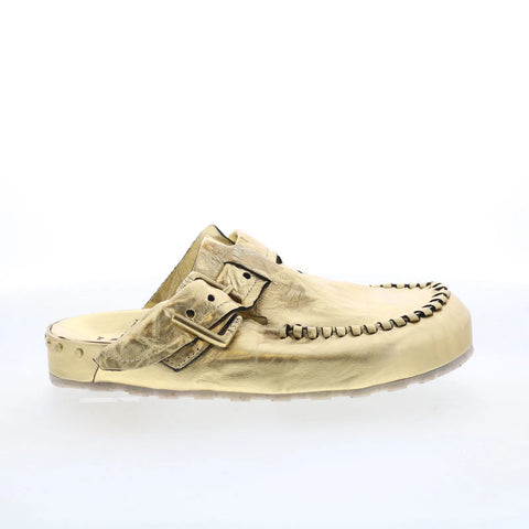 A.S. 98 Elio Womens Gold Leather Slip On Clog Flats Shoes