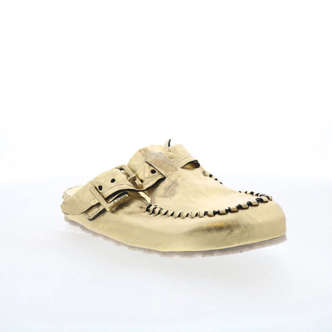 A.S. 98 Elio Womens Gold Leather Slip On Clog Flats Shoes