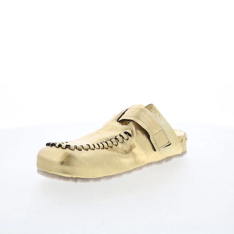 A.S. 98 Elio Womens Gold Leather Slip On Clog Flats Shoes