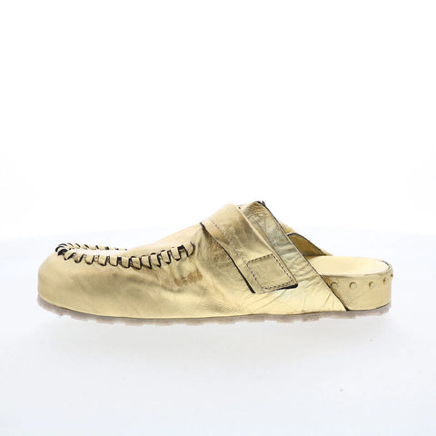 A.S. 98 Elio Womens Gold Leather Slip On Clog Flats Shoes