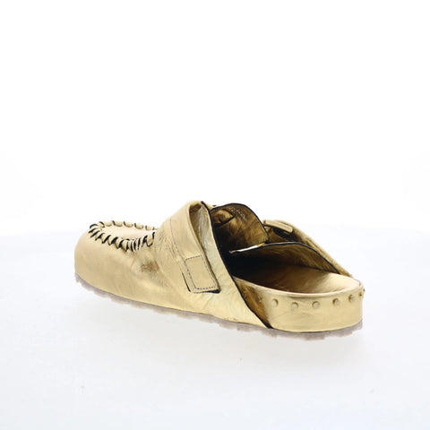 A.S. 98 Elio Womens Gold Leather Slip On Clog Flats Shoes