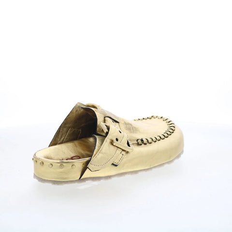 A.S. 98 Elio Womens Gold Leather Slip On Clog Flats Shoes