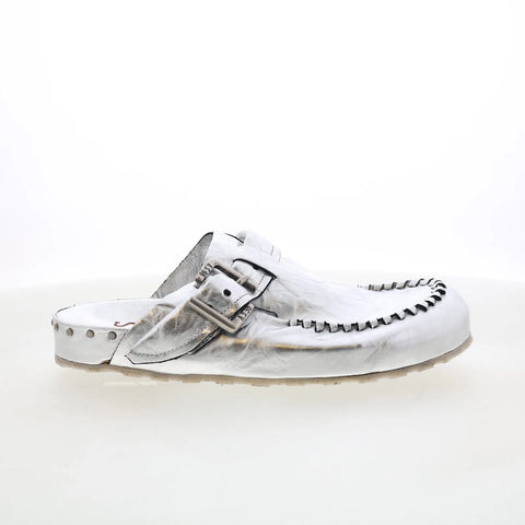 A.S. 98 Elio Womens Silver Leather Slip On Clog Flats Shoes