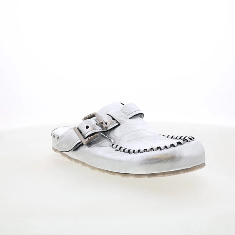 A.S. 98 Elio Womens Silver Leather Slip On Clog Flats Shoes